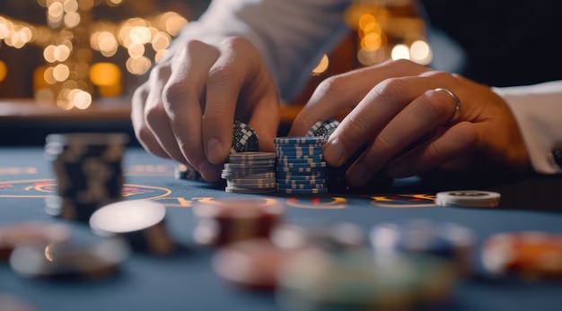 Betting layout and chip denominations displayed on a warganet VIP Roulette table